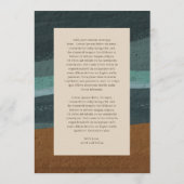 Abstract Kust Chic Moderne Trouwdag Menu (Achterkant)