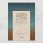 Abstract Kust Chic Moderne Trouwdag Menu (Achterkant)