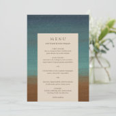 Abstract Kust Chic Moderne Trouwdag Menu (Staand voorkant)