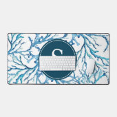 Abstract kustmonogram  blauw bureaumat (Keyboard & Muis)