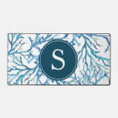 Abstract kustmonogram blauw bureaumat (Voorkant)