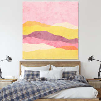 Abstract laag landschap in warme tonen canvas afdruk