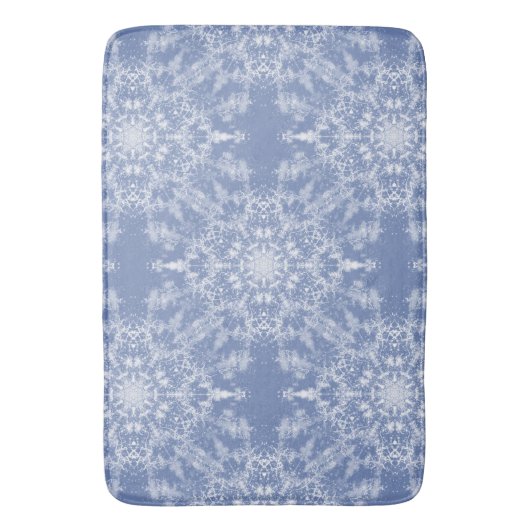 Abstract Lacy Fractal Snowflake Pattern op Blue Badmat (Voorkant Verticaal)