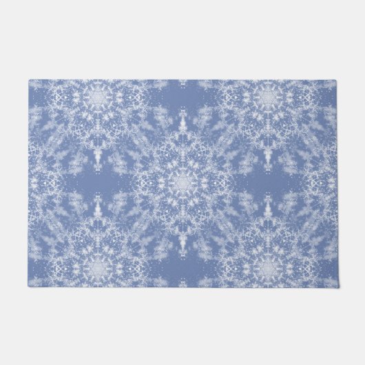 Abstract Lacy Fractal Snowflake Pattern op Blue Deurmat (Voorkant)
