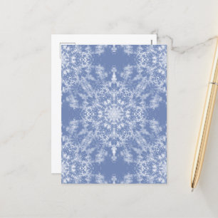 Abstract Lacy Fractal Snowflake Pattern op Blue Feestdagenkaart