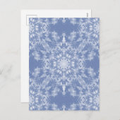 Abstract Lacy Fractal Snowflake Pattern op Blue Feestdagenkaart (Voorkant / Achterkant)