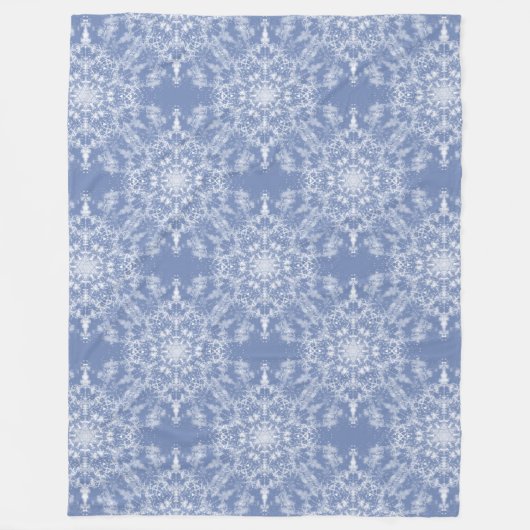 Abstract Lacy Fractal Snowflake Pattern op Blue Fleece Deken (Voorkant)