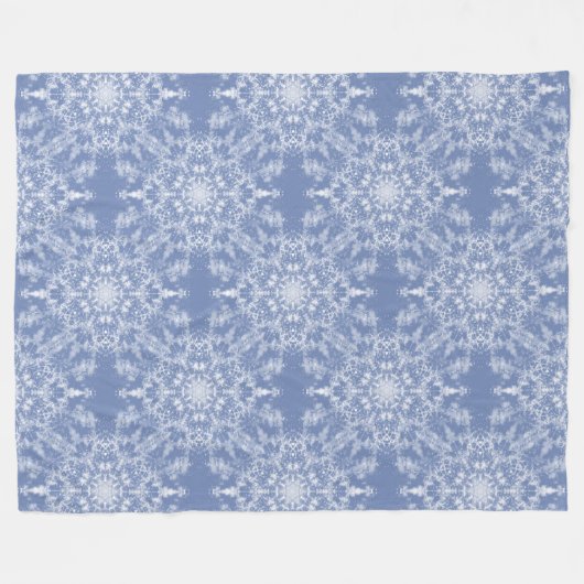 Abstract Lacy Fractal Snowflake Pattern op Blue Fleece Deken (Voorkant (Horizontaal))