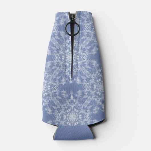 Abstract Lacy Fractal Snowflake Pattern op Blue Flesjeskoeler (Achterkant)