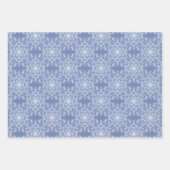 Abstract Lacy Fractal Snowflake Pattern op Blue Inpakpapier Vel (Voorkant 2)