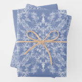 Abstract Lacy Fractal Snowflake Pattern op Blue Inpakpapier Vel (In situ)