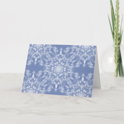 Abstract Lacy Fractal Snowflake Pattern op Blue Kaart (Voorkant)