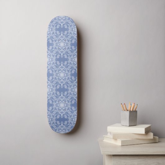 Abstract Lacy Fractal Snowflake Pattern op Blue Persoonlijk Skateboard (Muurkunst)