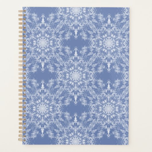 Abstract Lacy Fractal Snowflake Pattern op Blue Planner (Voorkant)