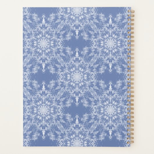 Abstract Lacy Fractal Snowflake Pattern op Blue Planner (Achterkant)