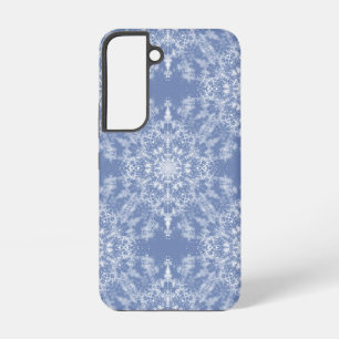 Abstract Lacy Fractal Snowflake Pattern op Blue Samsung Galaxy Hoesje