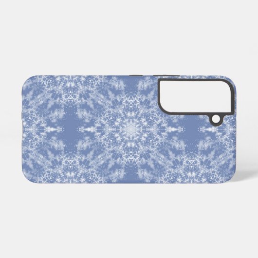Abstract Lacy Fractal Snowflake Pattern op Blue Samsung Galaxy Hoesje (Achterkant horizontaal)