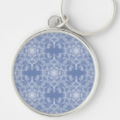 Abstract Lacy Fractal Snowflake Pattern op Blue Sleutelhanger (Voorkant)