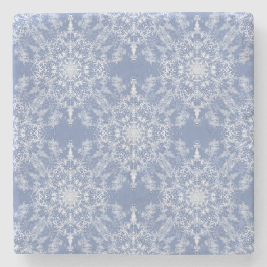 Abstract Lacy Fractal Snowflake Pattern op Blue Stenen Onderzetter (Voorkant)