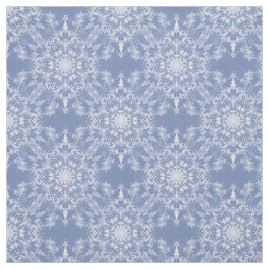 Abstract Lacy Fractal Snowflake Pattern op Blue Stof (Swatch)
