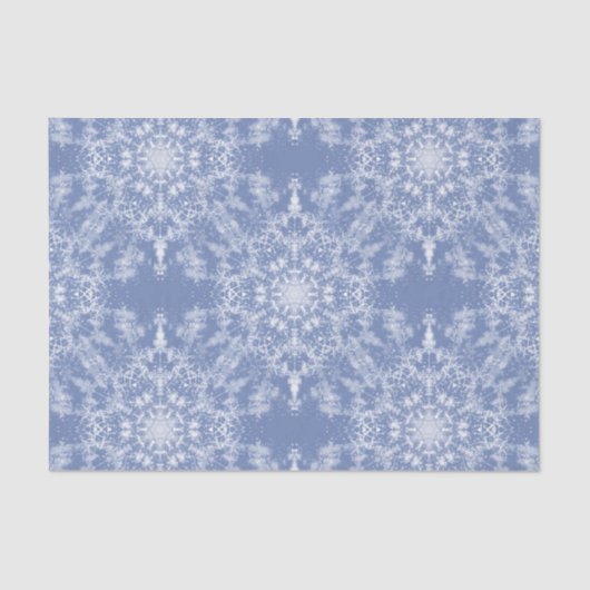 Abstract Lacy Fractal Snowflake Pattern op Blue Tissuepapier (Voorkant)
