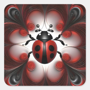 Abstract Ladybird Art Design, Vierkante Sticker
