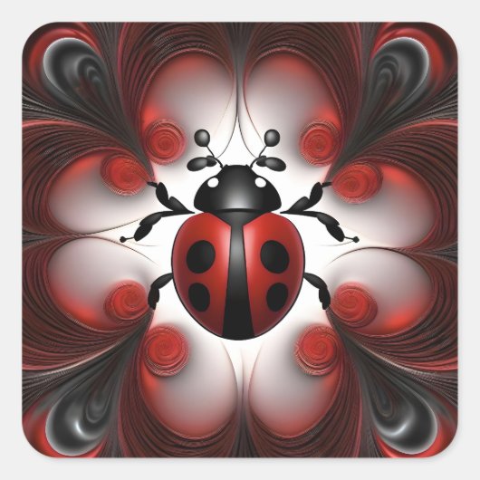 Abstract Ladybird Art Design, Vierkante Sticker (Voorkant)