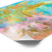 Abstract Landscape Art Tree Pink Aqua Flowers Foto Afdruk (Hoek)