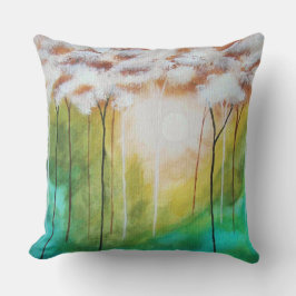 Abstract landschap Art Dawn Sunrise Skinny Trees Kussen