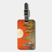 Abstract landschap Big Moon, bergen, Oranje hemel Bagagelabel (Voorkant verticaal)