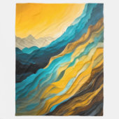 Abstract Landschap Blauw Geel Bruin Fleece Deken (Voorkant)