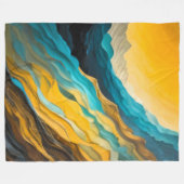 Abstract Landschap Blauw Geel Bruin Fleece Deken (Voorkant (Horizontaal))