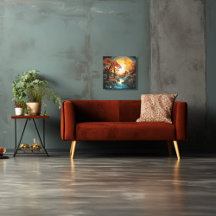 Abstract landschap, bomen en beek