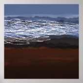 Abstract Landschap Bruin Blauw Modern Art Poster (Voorkant)