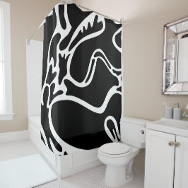 Abstract Landschap Doodles Zwart-wit Douchegordijn