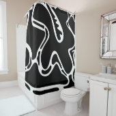Abstract Landschap Doodles Zwart-wit Douchegordijn (In situ)