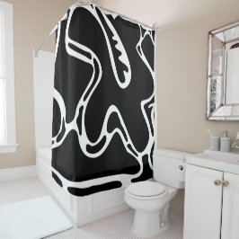 Abstract Landschap Doodles Zwart-wit Douchegordijn