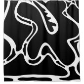 Abstract Landschap Doodles Zwart-wit Douchegordijn (Voorkant)