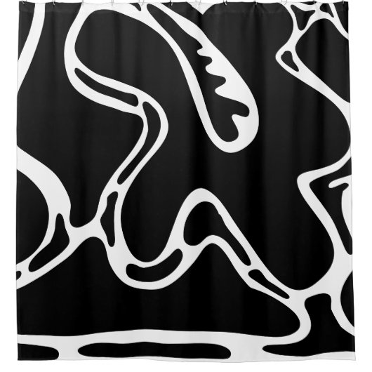 Abstract Landschap Doodles Zwart-wit Douchegordijn (Voorkant)
