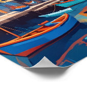 Abstract Landschap Dorp Port Achtergrond Kunst Poster (Hoek)