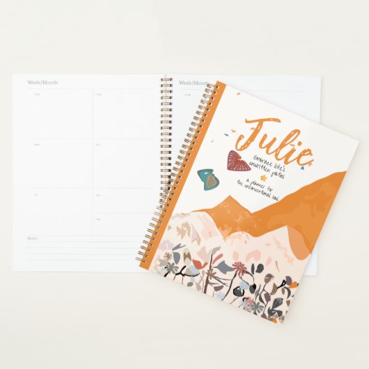 Abstract landschap en wilde bloemen, een boho geïn planner (Display)
