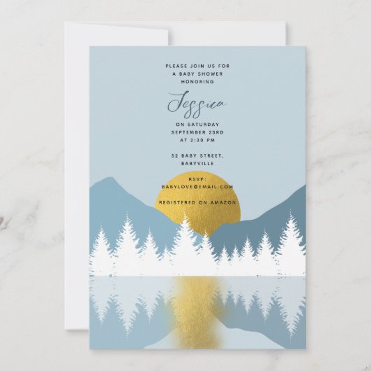 Abstract landschap Golden Winter Baby shower Boy Kaart (Voorkant)