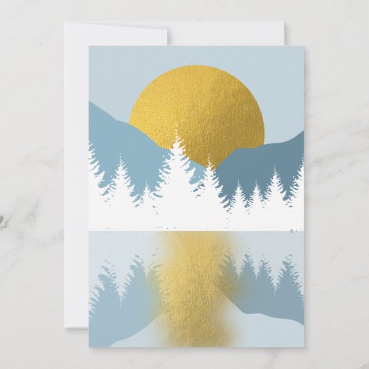 Abstract landschap Golden Winter Baby shower Boy Kaart (Achterkant)