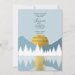 Abstract landschap Golden Winter Baby shower Boy Kaart
