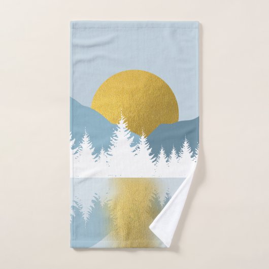 Abstract landschap Golden Winter Sunset Sunrise Bad Handdoek (Handdoek)