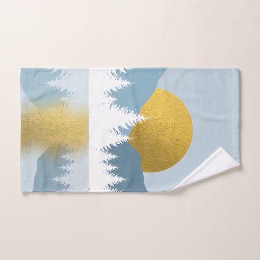 Abstract landschap Golden Winter Sunset Sunrise Bad Handdoek (Handdoek)