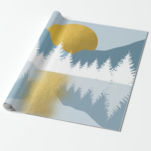 Abstract landschap Golden Winter Sunset Sunrise Cadeaupapier (Uitgerold)