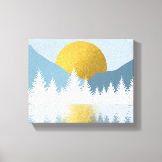 Abstract landschap Golden Winter Sunset Sunrise Canvas Afdruk (Voorkant)