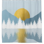Abstract landschap Golden Winter Sunset Sunrise Douchegordijn (Voorkant)
