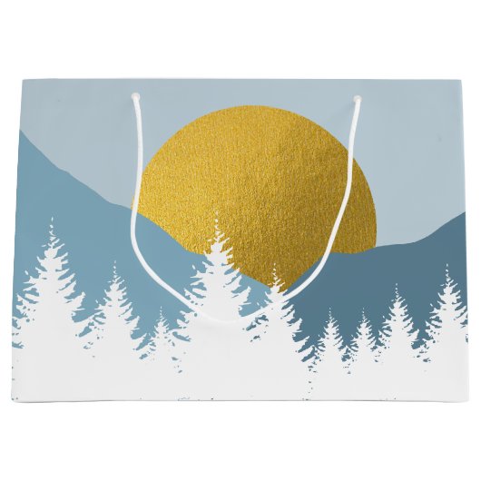 Abstract landschap Golden Winter Sunset Sunrise Groot Cadeauzakje (Voorkant)